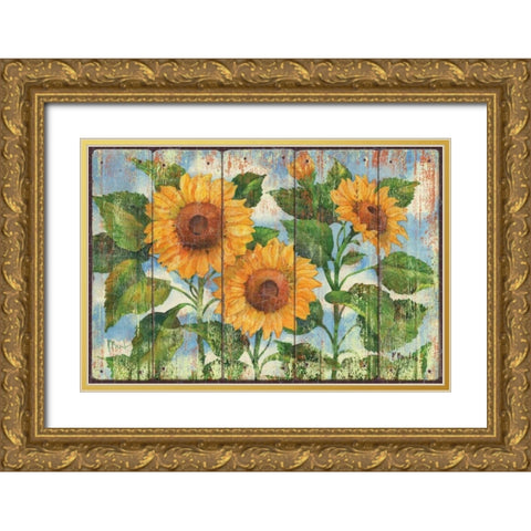Summer Sunflowers Gold Ornate Wood Framed Art Print with Double Matting by Brent, Paul