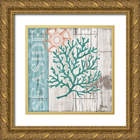 Coral Azul I Gold Ornate Wood Framed Art Print with Double Matting by Brent, Paul