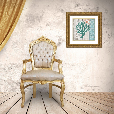 Coral Azul IV Gold Ornate Wood Framed Art Print with Double Matting by Brent, Paul