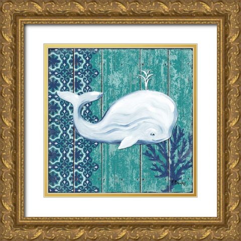 Indigo Sea V Gold Ornate Wood Framed Art Print with Double Matting by Brent, Paul