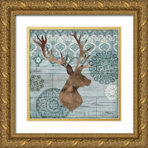 Woodland Ikat I Gold Ornate Wood Framed Art Print with Double Matting by Brent, Paul