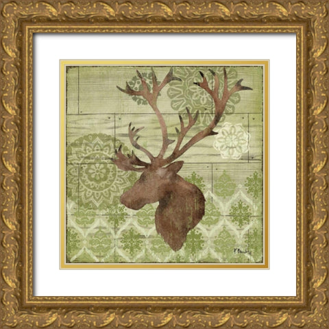 Woodland Ikat II Gold Ornate Wood Framed Art Print with Double Matting by Brent, Paul