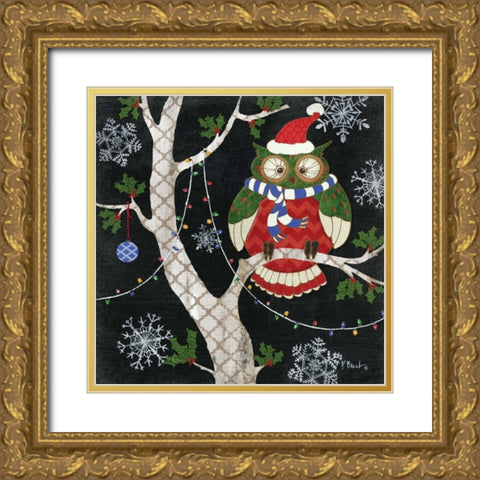 Winter Fantasy Owls I Gold Ornate Wood Framed Art Print with Double Matting by Brent, Paul