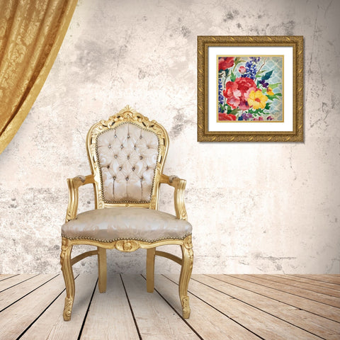 Patio Peony V Gold Ornate Wood Framed Art Print with Double Matting by Brent, Paul