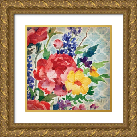 Patio Peony V Gold Ornate Wood Framed Art Print with Double Matting by Brent, Paul