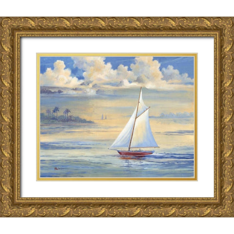 Bay of Palms Gold Ornate Wood Framed Art Print with Double Matting by Brent, Paul