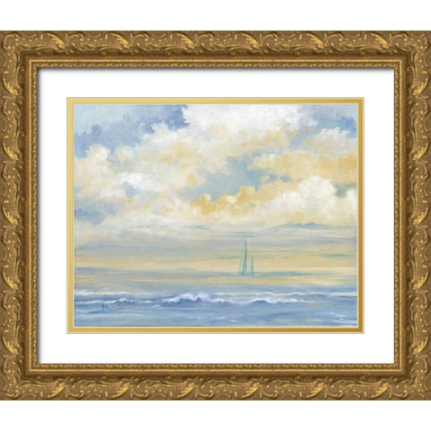 Misty Morning Sail Gold Ornate Wood Framed Art Print with Double Matting by Brent, Paul
