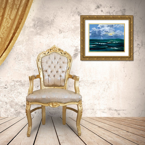 Sailboat Cloudscape Gold Ornate Wood Framed Art Print with Double Matting by Brent, Paul