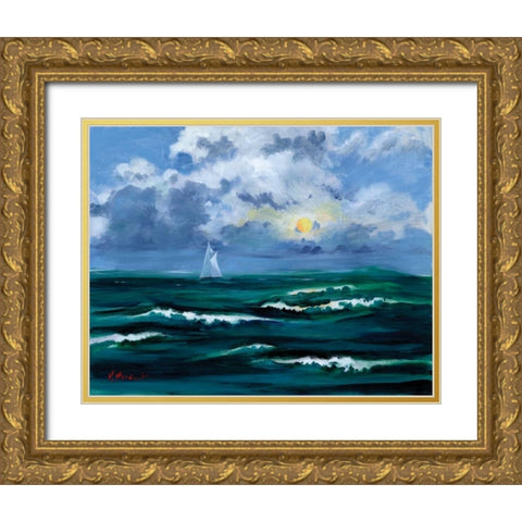 Sailboat Cloudscape Gold Ornate Wood Framed Art Print with Double Matting by Brent, Paul