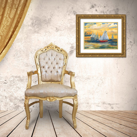 Golden Bay Gold Ornate Wood Framed Art Print with Double Matting by Brent, Paul