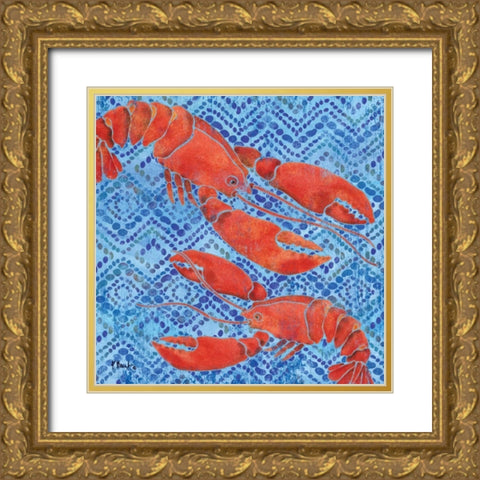 Jubilee Lobsters Gold Ornate Wood Framed Art Print with Double Matting by Brent, Paul