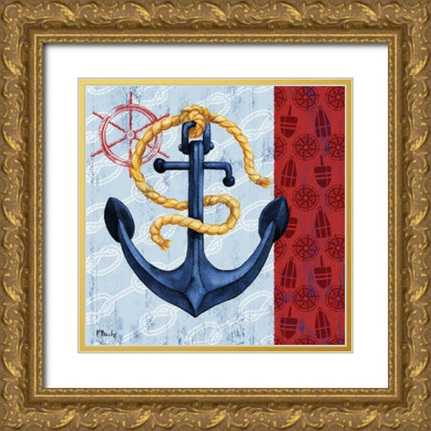 Montauk Anchor II Gold Ornate Wood Framed Art Print with Double Matting by Brent, Paul