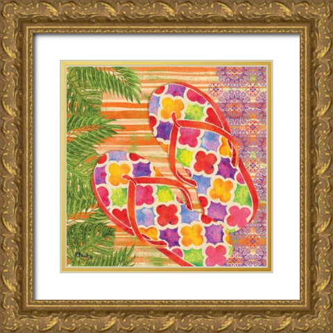 Red Sarasota Sandals II Gold Ornate Wood Framed Art Print with Double Matting by Brent, Paul