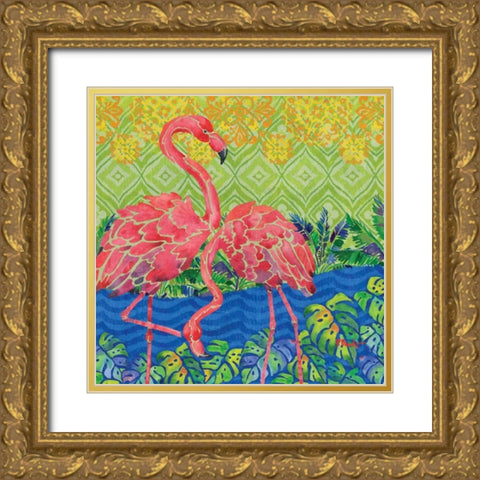 Flamingo Lagoon I Gold Ornate Wood Framed Art Print with Double Matting by Brent, Paul