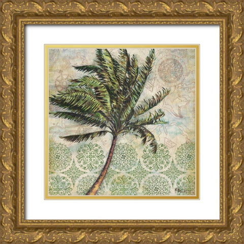 Delray Palm I Gold Ornate Wood Framed Art Print with Double Matting by Brent, Paul