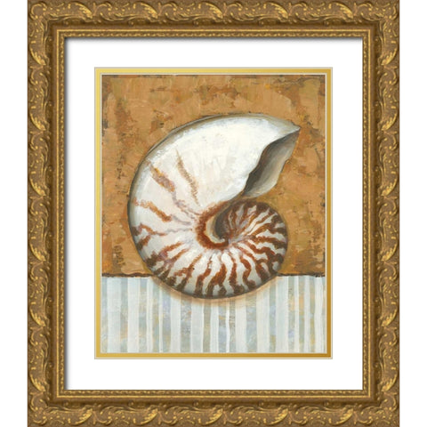 Vintage Shell I Gold Ornate Wood Framed Art Print with Double Matting by Bates, K.
