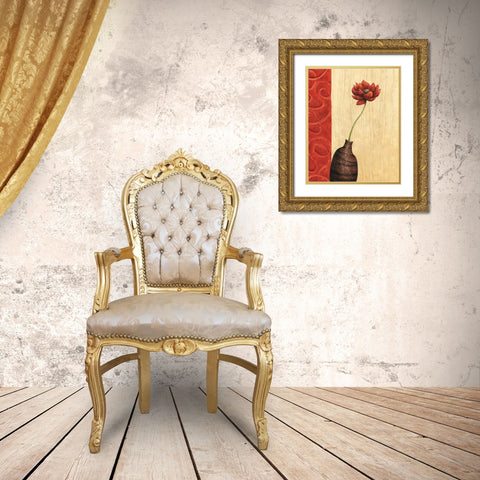 Rouge III Gold Ornate Wood Framed Art Print with Double Matting by Corbin, Delphine