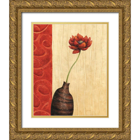 Rouge III Gold Ornate Wood Framed Art Print with Double Matting by Corbin, Delphine