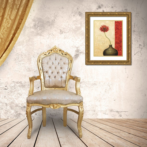 Rouge IV Gold Ornate Wood Framed Art Print with Double Matting by Corbin, Delphine