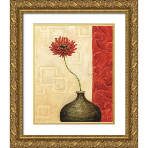 Rouge IV Gold Ornate Wood Framed Art Print with Double Matting by Corbin, Delphine