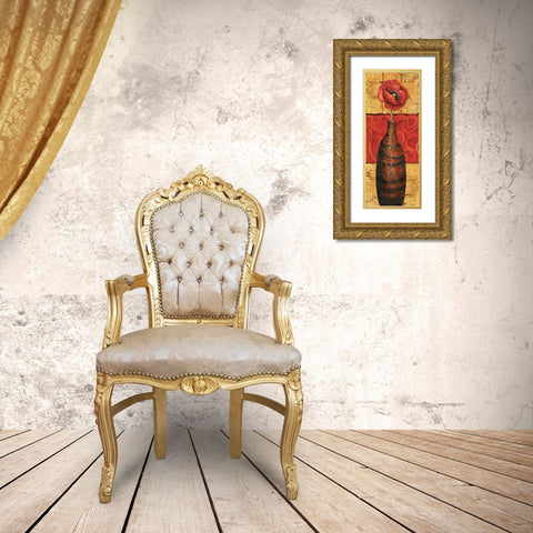 Fleur sur Tuiles I Gold Ornate Wood Framed Art Print with Double Matting by Corbin, Delphine