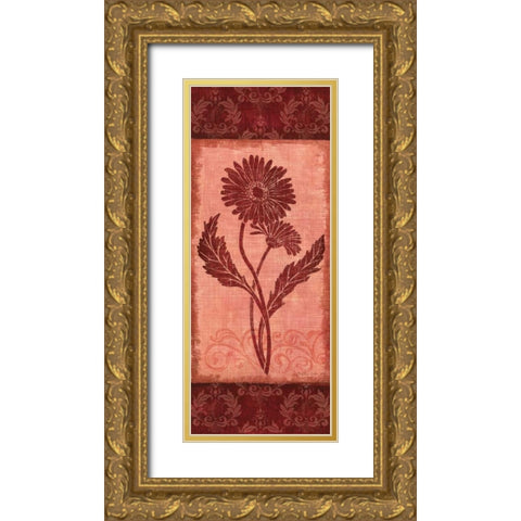 Daisy Silhouette Gold Ornate Wood Framed Art Print with Double Matting by Corbin, Delphine
