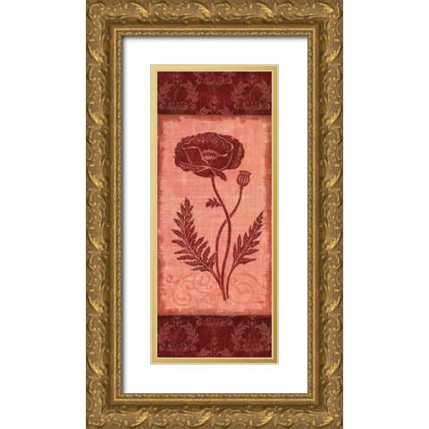 Poppy Silhouette Gold Ornate Wood Framed Art Print with Double Matting by Corbin, Delphine
