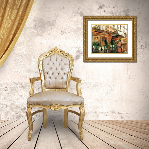Bistro de la Gare Gold Ornate Wood Framed Art Print with Double Matting by Cieslikowski, Zeny