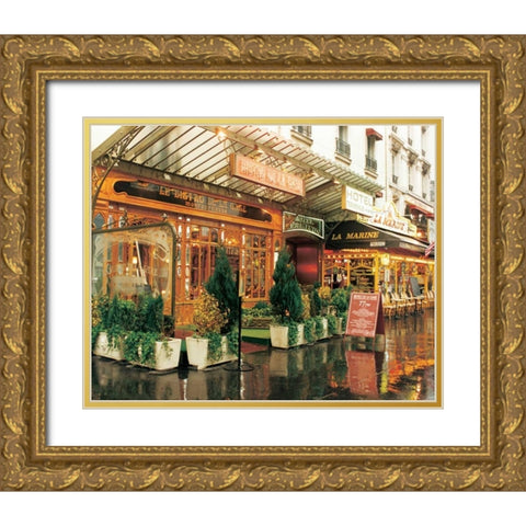 Bistro de la Gare Gold Ornate Wood Framed Art Print with Double Matting by Cieslikowski, Zeny