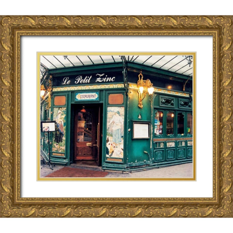 Le Petit Zinc Gold Ornate Wood Framed Art Print with Double Matting by Cieslikowski, Zeny