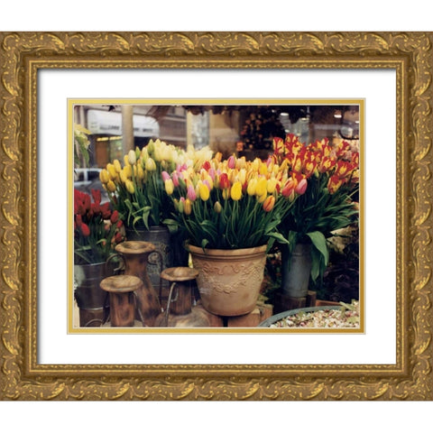 Tulips Paris Gold Ornate Wood Framed Art Print with Double Matting by Cieslikowski, Zeny