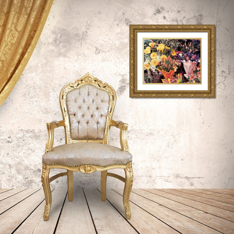 Flowers Florence Gold Ornate Wood Framed Art Print with Double Matting by Cieslikowski, Zeny