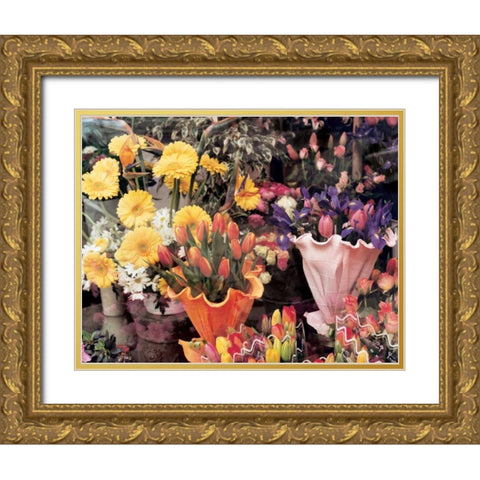 Flowers Florence Gold Ornate Wood Framed Art Print with Double Matting by Cieslikowski, Zeny