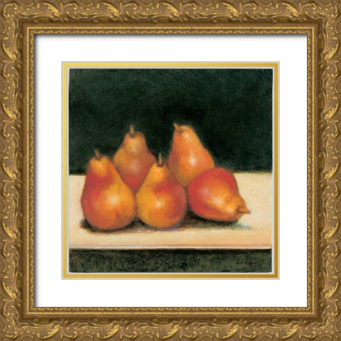 Cosmos Pear Gold Ornate Wood Framed Art Print with Double Matting by Creevy, Bill