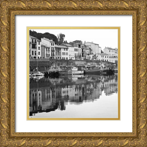 Port Vendres Gold Ornate Wood Framed Art Print with Double Matting by Crane, Rita