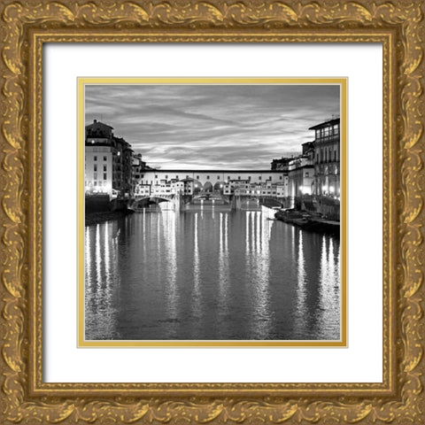 Golden Ponte Vecchio Gold Ornate Wood Framed Art Print with Double Matting by Crane, Rita