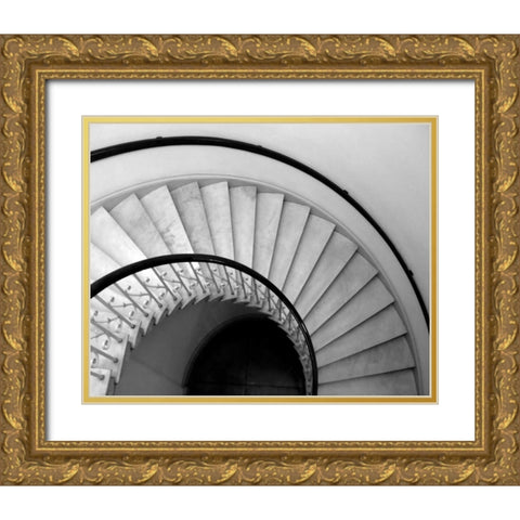 Capital Stairway Gold Ornate Wood Framed Art Print with Double Matting by Christensen, Jim