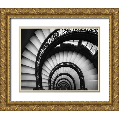 Rookery Stairwell Gold Ornate Wood Framed Art Print with Double Matting by Christensen, Jim