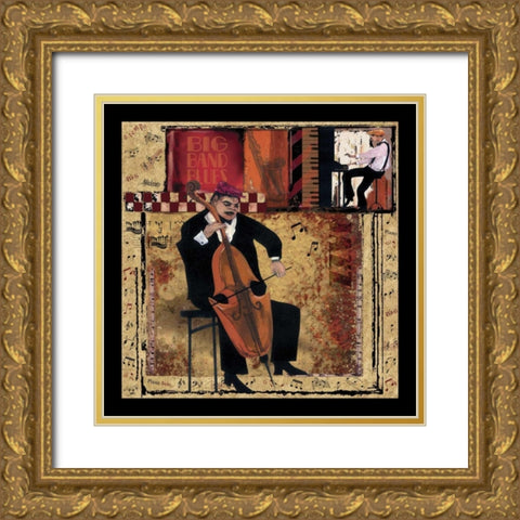 Jazz Cello Gold Ornate Wood Framed Art Print with Double Matting by CW Designs Inc.