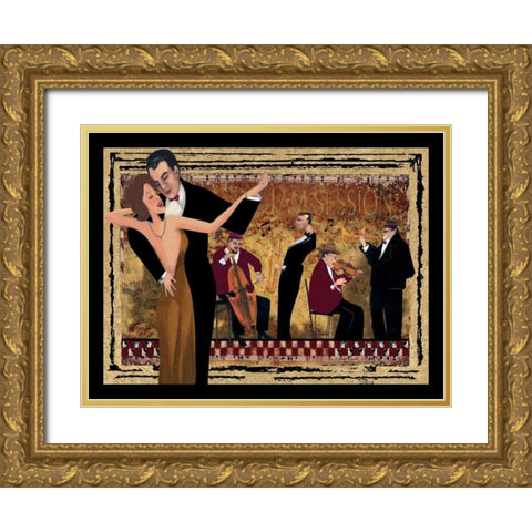 Jam Session I Gold Ornate Wood Framed Art Print with Double Matting by CW Designs Inc.