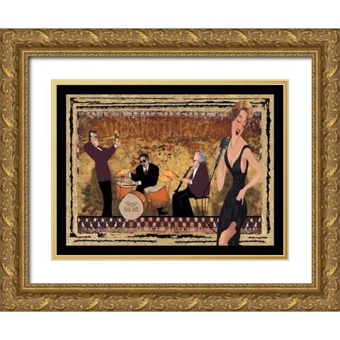 Jam Session II Gold Ornate Wood Framed Art Print with Double Matting by CW Designs Inc.