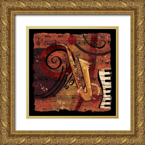 Jazz Music IV Gold Ornate Wood Framed Art Print with Double Matting by CW Designs Inc.