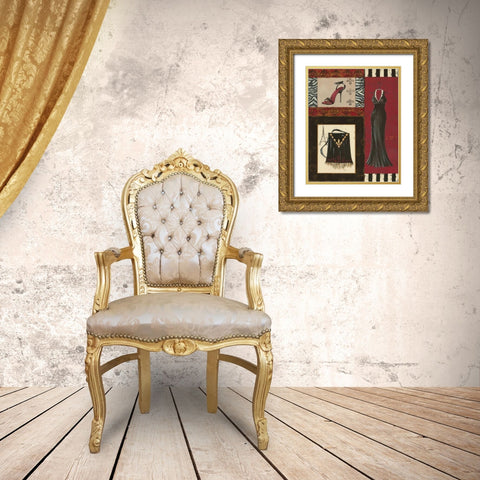 Fashion Collage II Gold Ornate Wood Framed Art Print with Double Matting by Devereux, Sophie