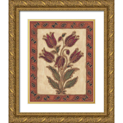 Global Flowers II Gold Ornate Wood Framed Art Print with Double Matting by David, Elizabeth