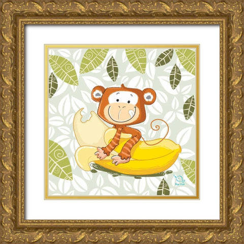 A Banana Ride Gold Ornate Wood Framed Art Print with Double Matting by Blue Fish
