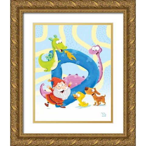 Dancing D Gold Ornate Wood Framed Art Print with Double Matting by Blue Fish