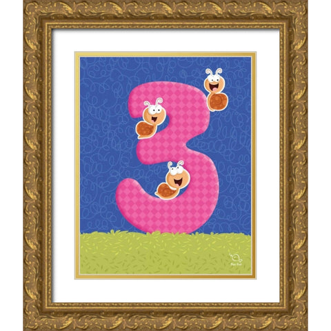 Snaily 3 Gold Ornate Wood Framed Art Print with Double Matting by Blue Fish