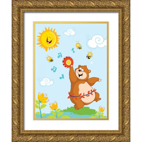 Bee Bright! Gold Ornate Wood Framed Art Print with Double Matting by Blue Fish