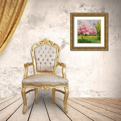 Cherry Blooms I Gold Ornate Wood Framed Art Print with Double Matting by Blue Fish