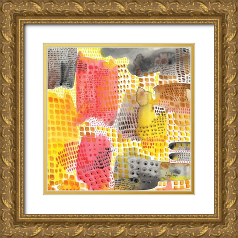 Abstract Pattern Gold Ornate Wood Framed Art Print with Double Matting by Frazer, Amy